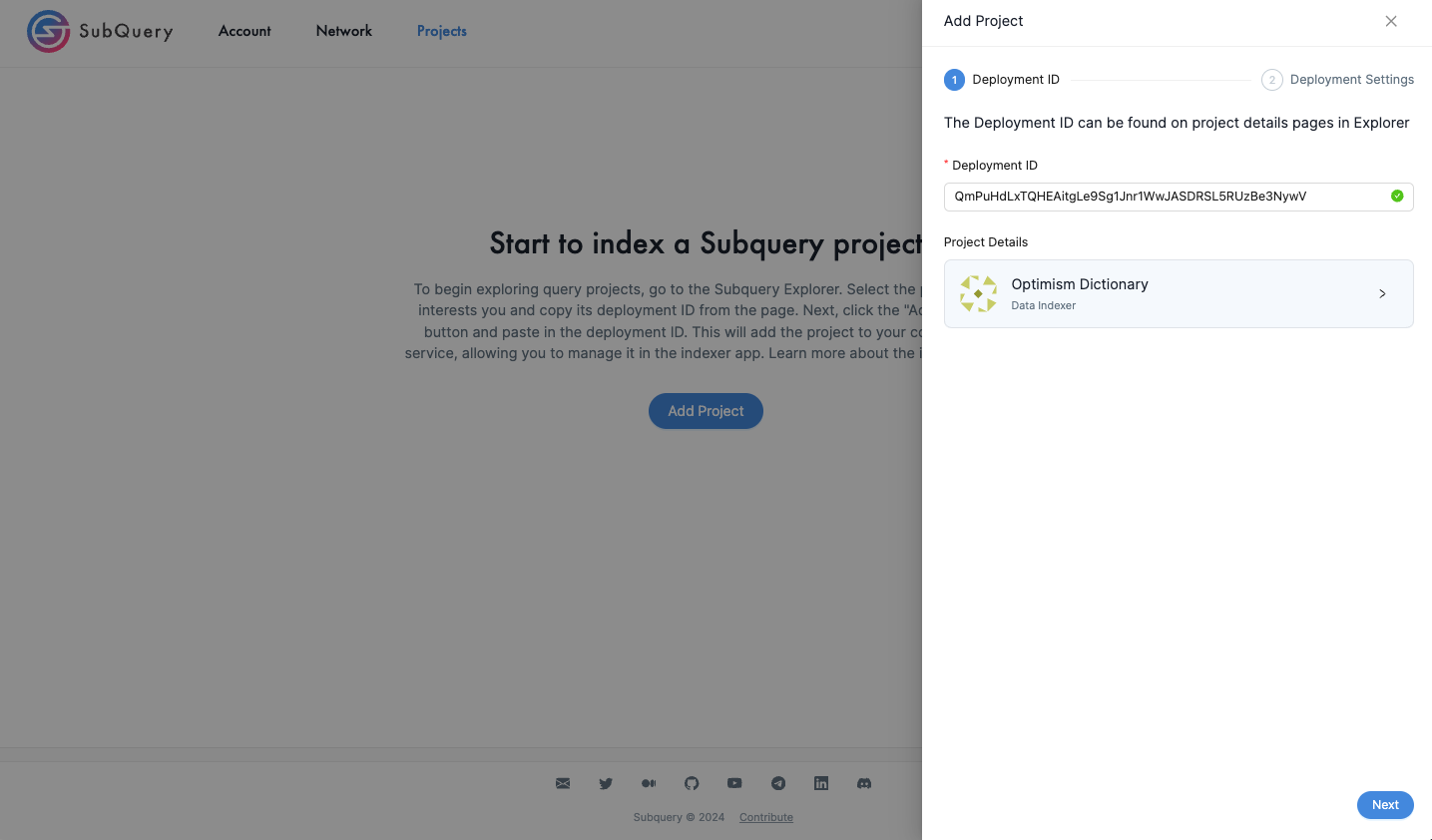 Add a New Project Using Deploy ID